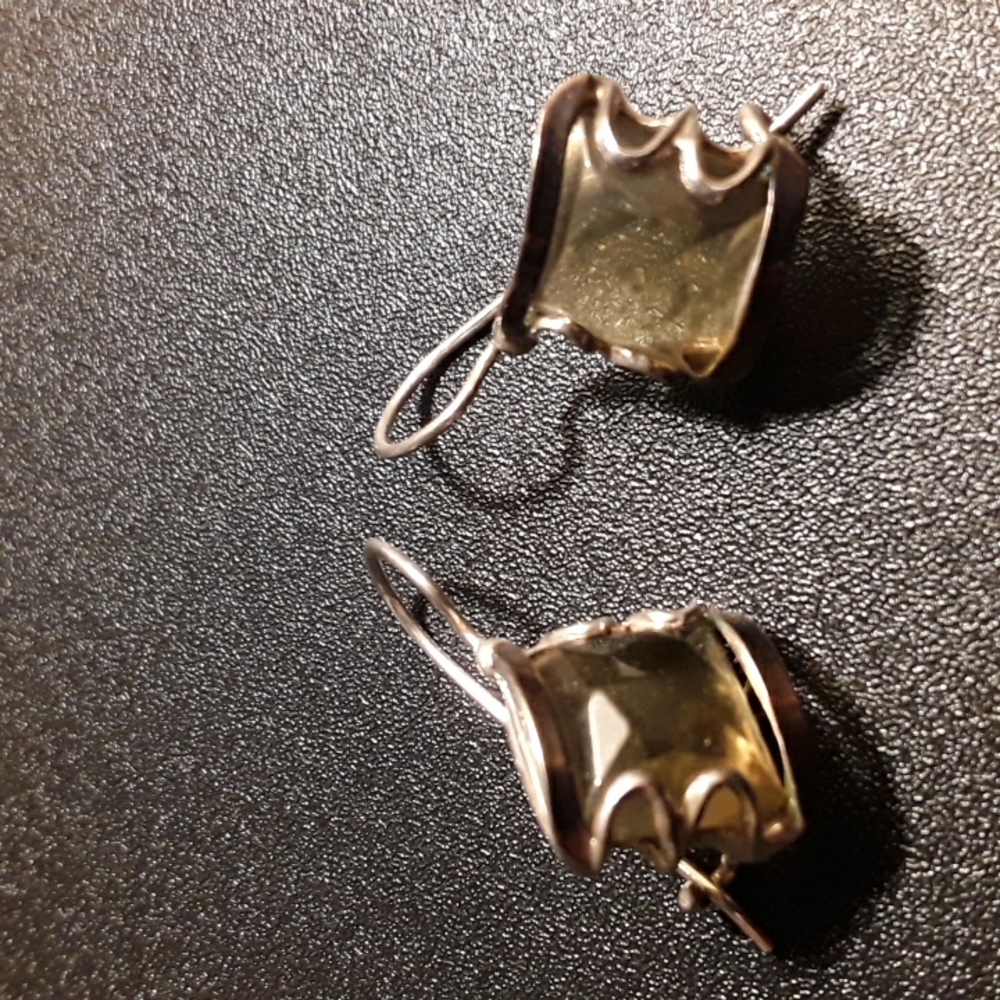 Genuine Agam Treasures Sterling Silver and 14K Rose Gold Smoky Quartz Earrings